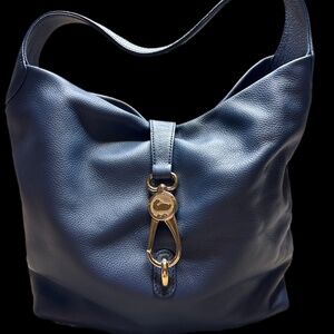 Dooney & Bourke Pebble Leather Belvedere Logo Lock Shoulder Bag Dark Blue 4014